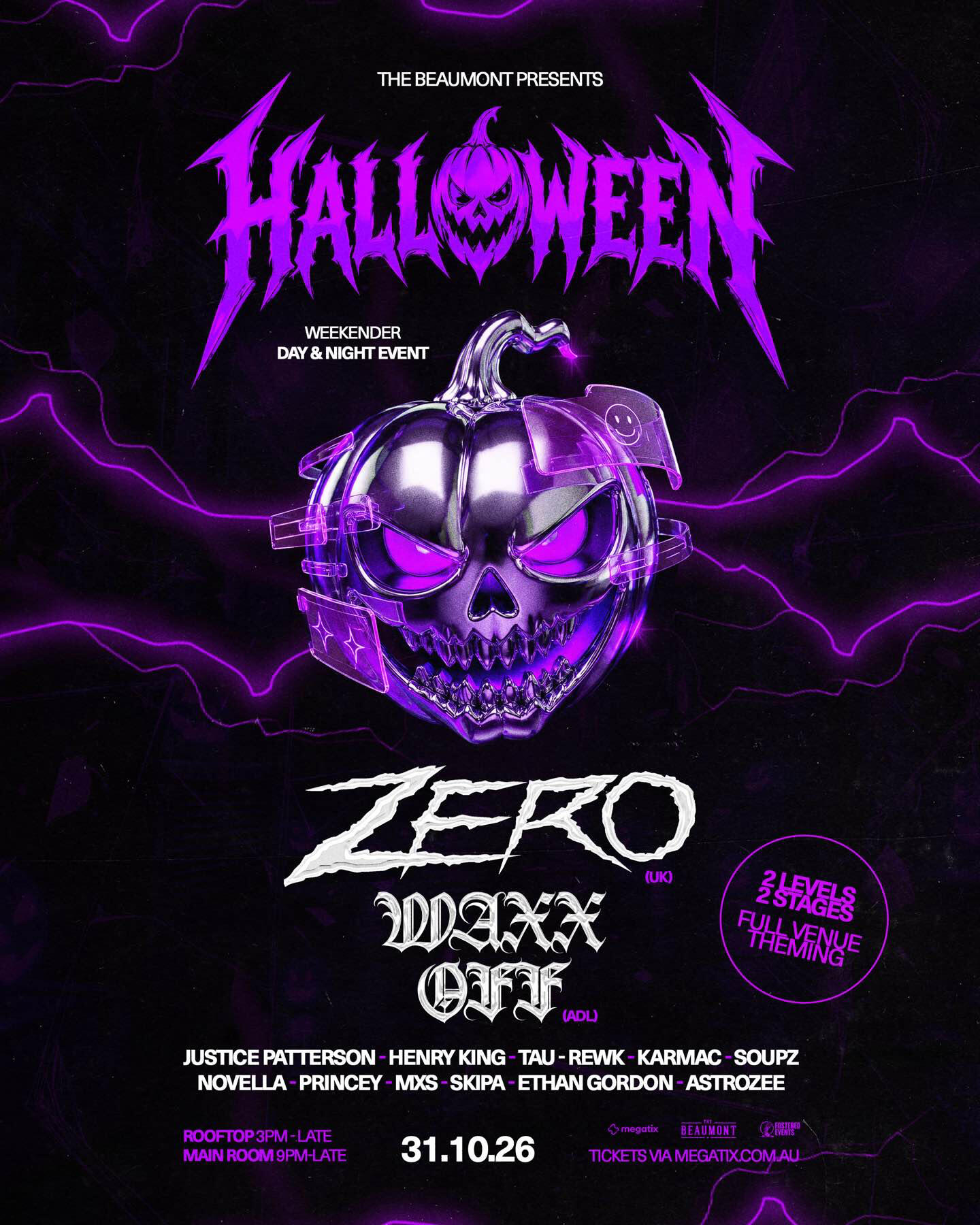 Halloween at The Beaumont — Zero & Waxx Off, supporting SOUPZ, 31 October 2026